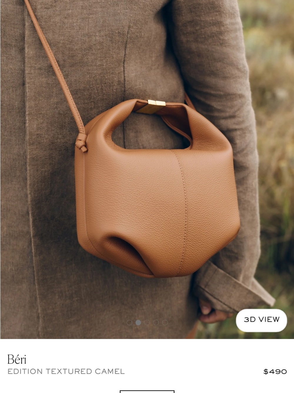 NWT! Authentic! Polene Béri EDITION TEXTURED CAMEL - Retail $490! - Picture 3 of 13